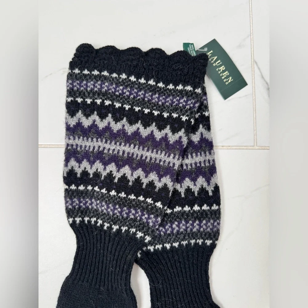 Lauren Ralph Lauren Black and Purple Knit Gloves